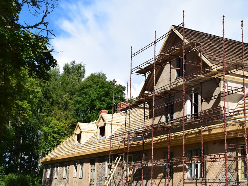 House with scaffolding